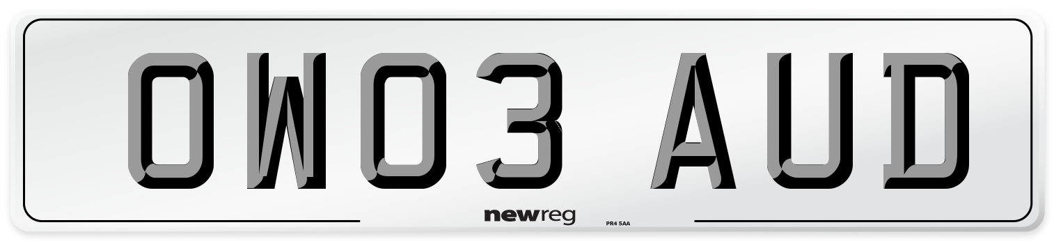 OW03 AUD Number Plate from New Reg
